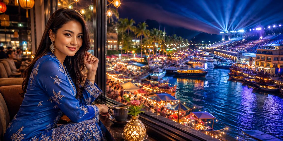 Wanita berbaju kurung menikmati hiburan kasino dalam talian Malaysia dengan telefon pintar